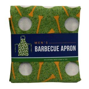 Mens Barbecue Apron Golf Design Golf Balls Tees Pattern Green